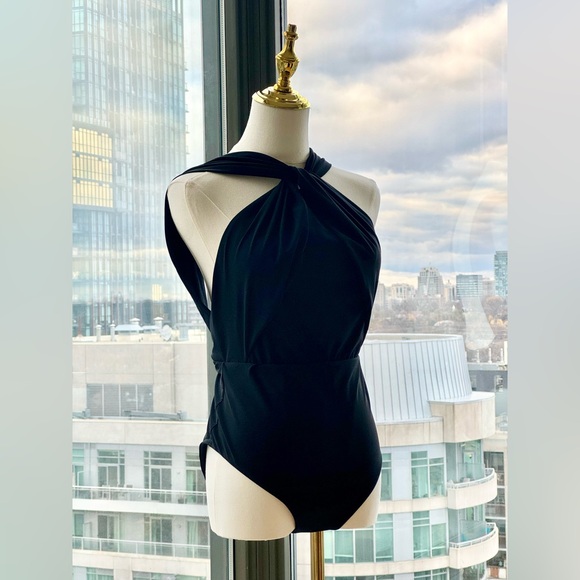 🆕 ZIMMERMANN 🧿 NWOT Ottie High-Neck Draped 1PC Swimsuit, Black - Sz 4 US 10/12 - Picture 6 of 16